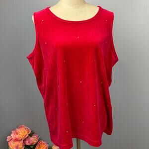 The Quacker Factory Red Velvet Diamond Bling Tank Plus 1X Layering Embellishment